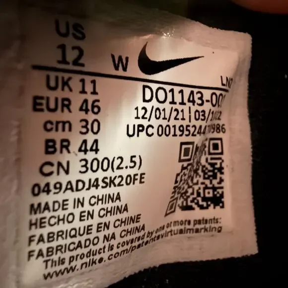 Nike Vapor Edge Pro 360 Football Detach Cleat Black White Sz 12 Wide DO1143-001 Athletic Shoes